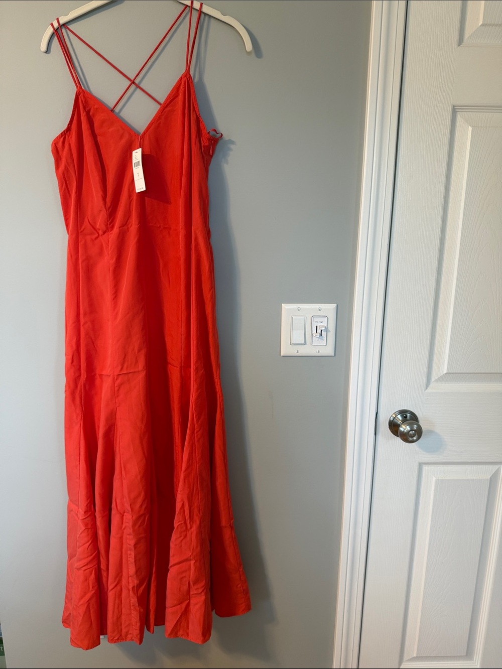 Anthropologie- HD in Paris Vibrant Coral Strappy Maxi Dress